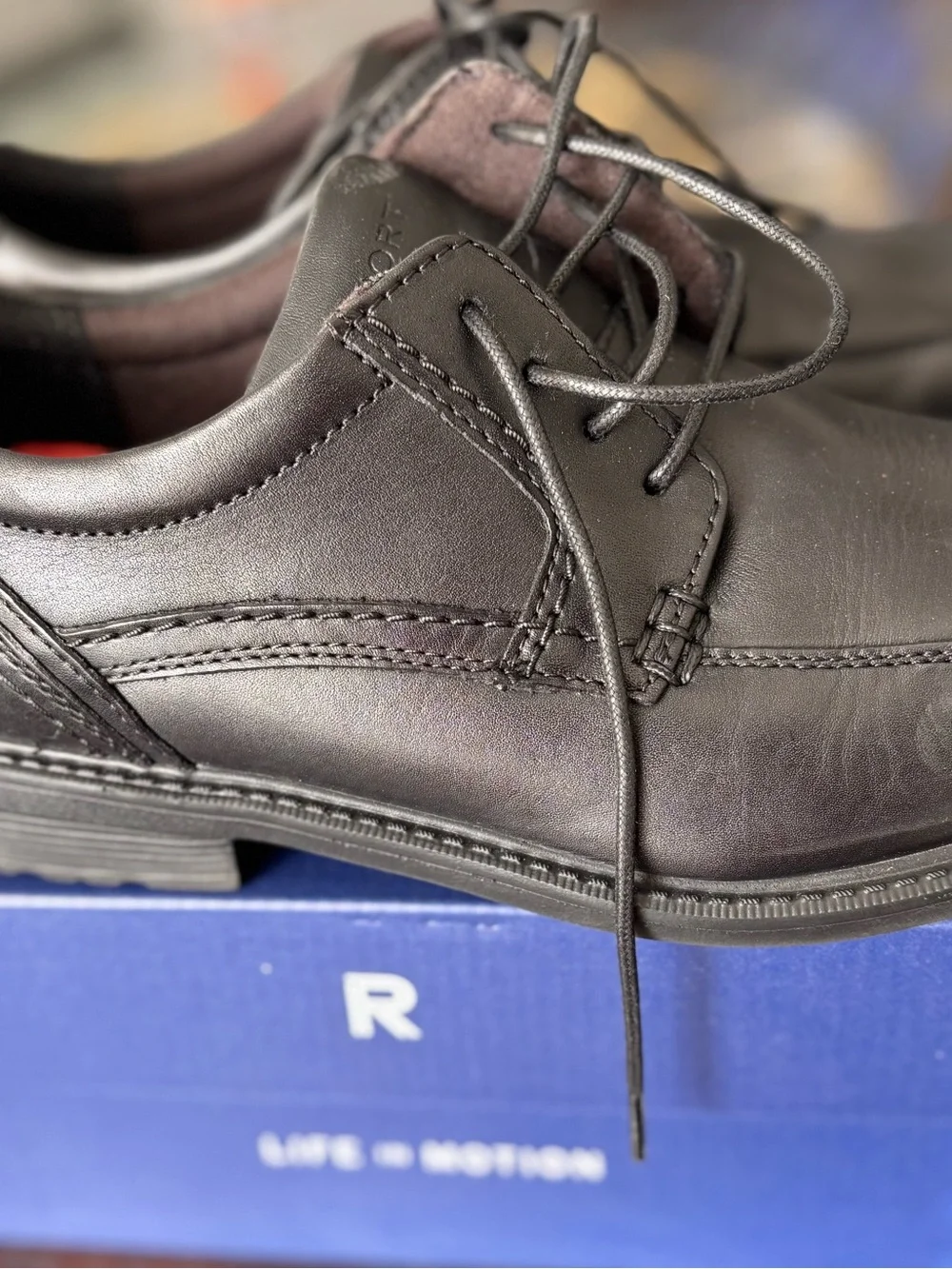 Rockport Black Leather Lace-Up Derby Shoes